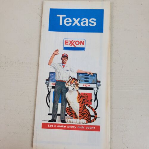 Vintage 1978 Exxon Texas US City Street Gas Station Travel Road Map - Picture 1 of 5