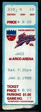 1988 BASKETBALL TICKET KINGS JAZZ BILL RUSSELL COACH REGGIE THEUS BUZZER BEATER!