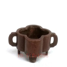 Collection Old China Bronze Carving Plum Flower Mouth Incense Burner Decoration