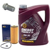 MotoröL Set 5W30 5 Liter + ÖLfilter SH 4785 P + Schraube FüR Mercedes A-Klasse
