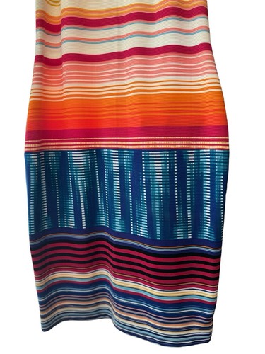 WORTHINGTON Women’s Midi Sleeveless Colorful Striped Women’s Summer Dress 12 NWT - Picture 2 of 6