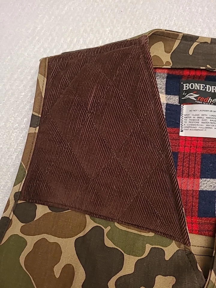 Redhead Bone Dry Vest Mens Extra Large Green Camo Corduroy Bird Hunt Game Pouch - Image 4 of 4