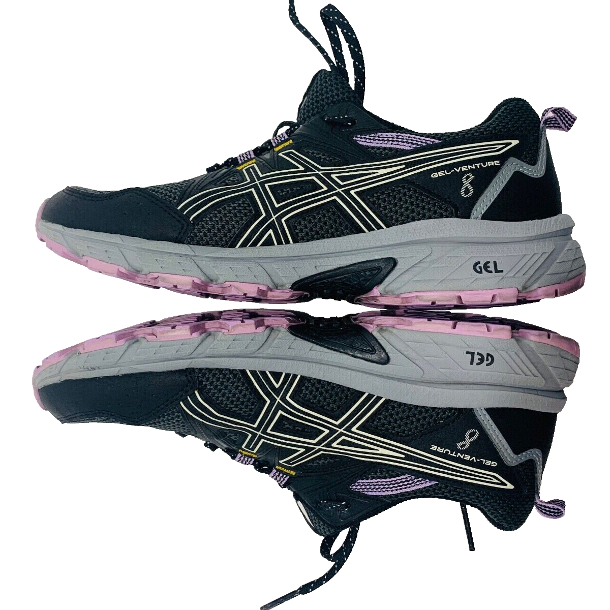 ASICS GEL VENTURE 8 BLACK PURPLE RUNNING SHOE SNEAKER 1012A706 SIZE 8
