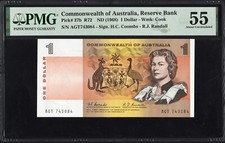 Australia 1 ONE Dollar P37b R72 1968 Coombs Randall PMG55 aUNC Banknote NO FOLDS