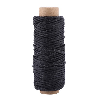   Flat Sewing Coarse Braid Waxed Thread For Leather Craft Repair 50m 1mm(Black)