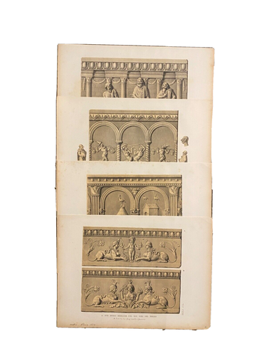 Set di cinque antiche stampe architettoniche romane e greche - Foto 1 di 5