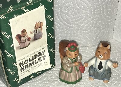 Fitz & Floyd 1994 Holiday Hamlet Mama & Papa Squirrel Parents Enchanted Forest