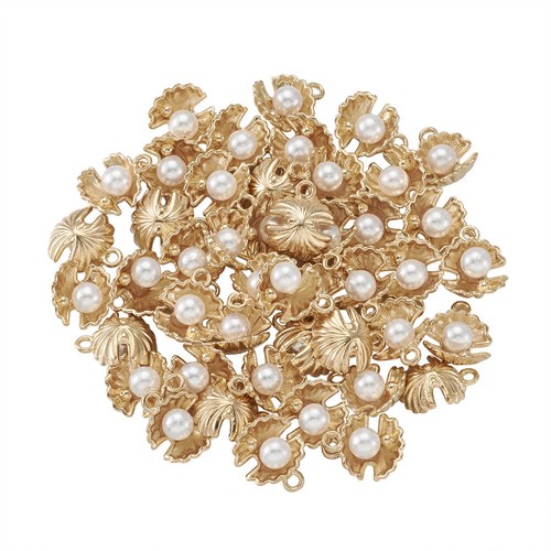 100 Stck. Perle Perlen Legierung Muschel Charms Anhänger für Ohrring Herstellung Golden 12x15mm - Bild 1 von 10