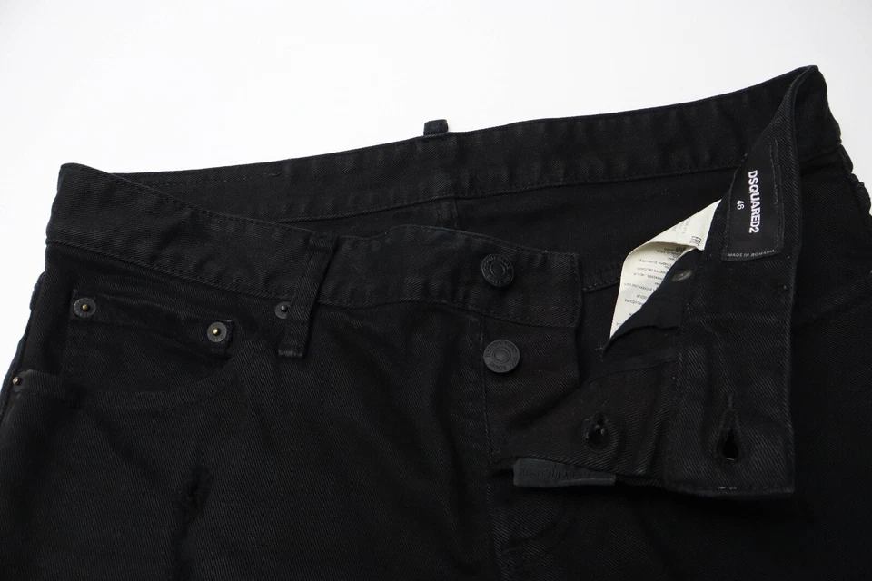DSQUARED2 Slim Jean Vaqueros Hombres (Eu) 46 Negro Vaqueros Botón Fly Ajustada - Imagen 4 de 4