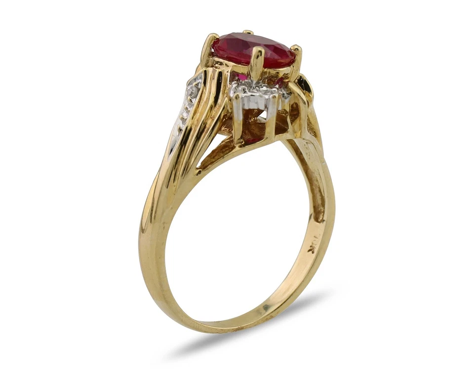 Women Ruby & Diamond Ring Solid 10k Real Gold Sizeable 5.5 - Image 2 of 4