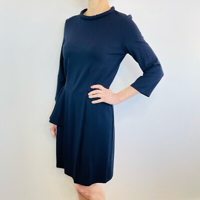 Max & Co Size L 12 Navy Blue Jersey Tailored  Dress Luxury Italian Designer