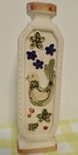 MCM Pottery Clay Bud Vase with Glazed Birds & Flowers Japan 8 1/2" Tall