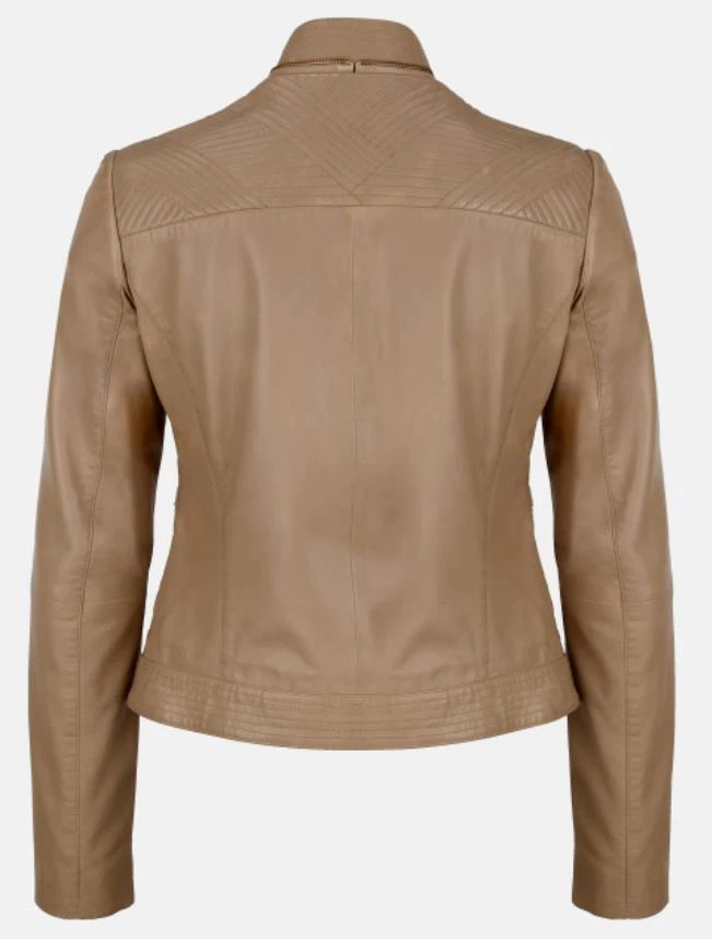 ALBA MODA Dame Lederjacke Blazer softesLammnappa beige Figurbetont Gr 40 NEU HR5 - Bild 3 von 4