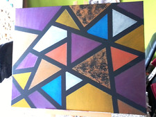 Echtes Leinwandbild in Metallicfarben auf Leinwand 40x50,Handarbeit,Abstrakt