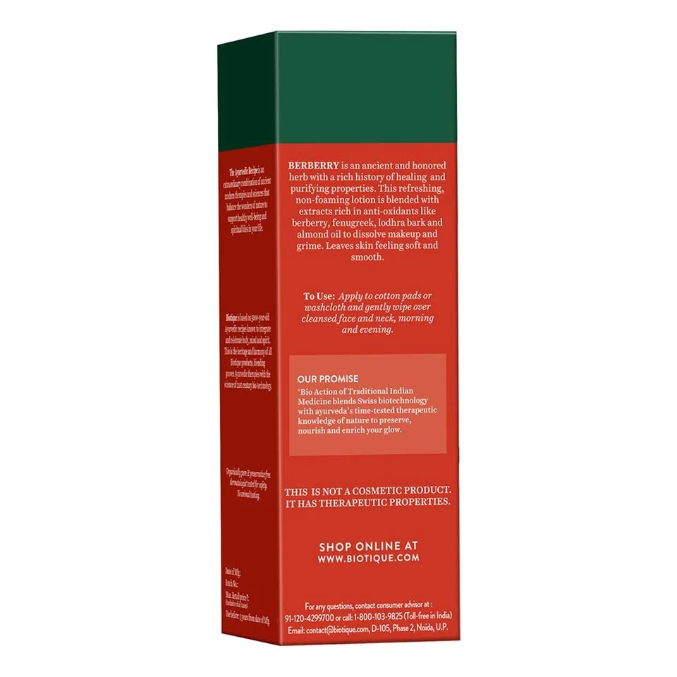 Biotique Berberry Milch Feuchtigkeitsspendend Make-Up Entferner 120ml - Bild 2 von 4