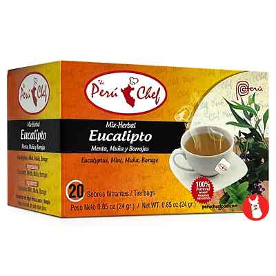 Peruchef Te Mix-herbal Eucalipto, Menta, Muña y Borraja | 20 Tea Bags Eucalyptus