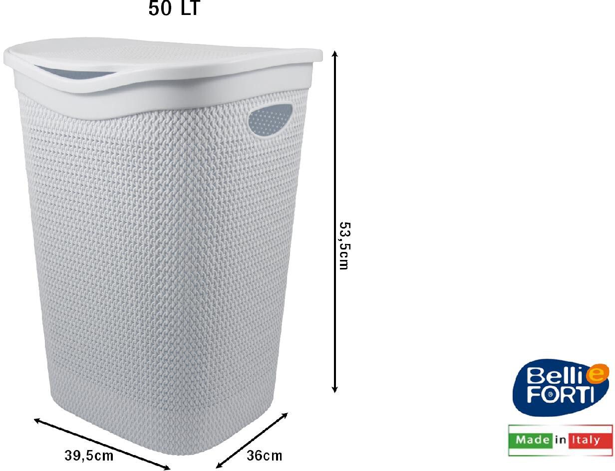 Belli E Forti Portabiancheria Intreccio litri 50 Bianco L32403