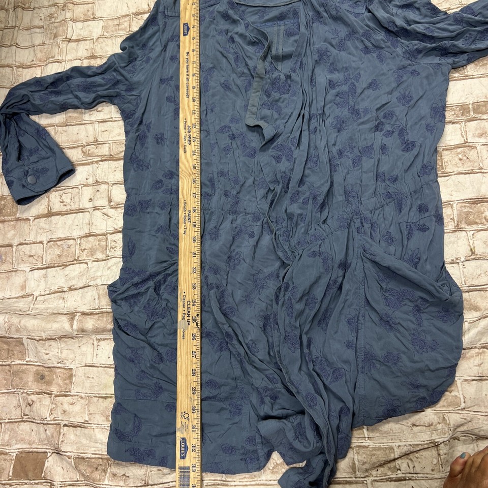 Anthropologie Jacket Size L Hei Hei Melita Utility Blue Embroidered