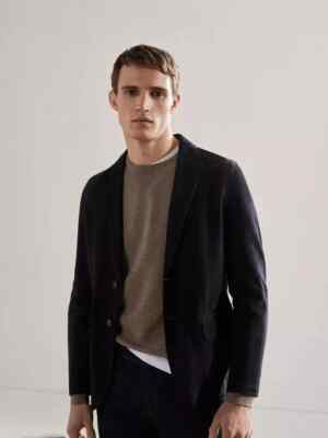Handmade Formal Party Casual Stylish Men's Dark Blue Soft Suede Leather Blazer