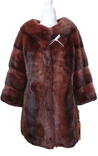 Nwt Womens Boat Collar 3/4 Sleeve Red Mink Coat Fits 0-6/xs/s