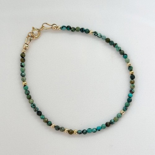 A++ Dainty Green Turquoise Faceted Round Gemstone Beads Handmade Bracelets 6-8'' - Picture 20 of 20