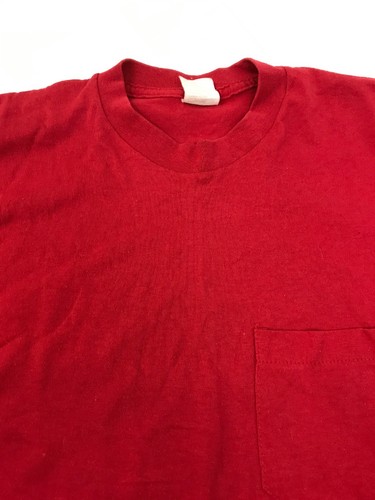 Burnt Out Red Basic Blank Shirt Faded Beat Worn 50/50 Soft Pocket - Picture 6 of 6