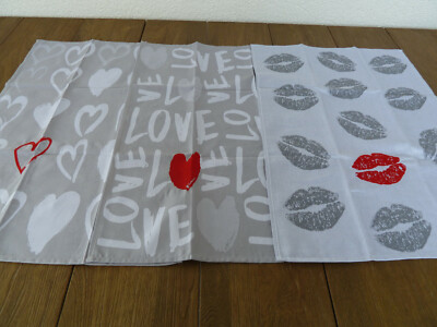 Sander Geschirrtücher HEARTS, LOVE + LIPS, Abtrockentuch 50x70 bitte auswählen