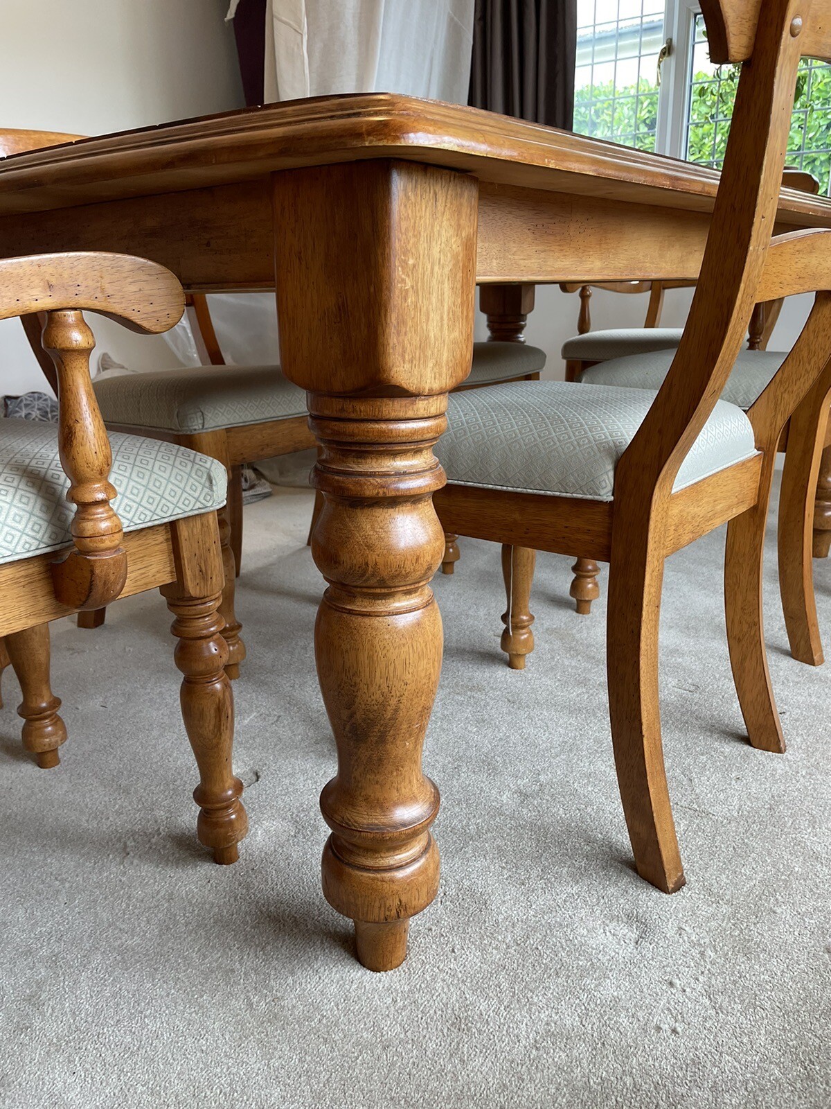 Cherry wood dining table and chairs, possibly Oak eBay