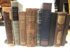 Lot of 9 Antique Decorative Vintage Books Instant Library Staging Room Decor