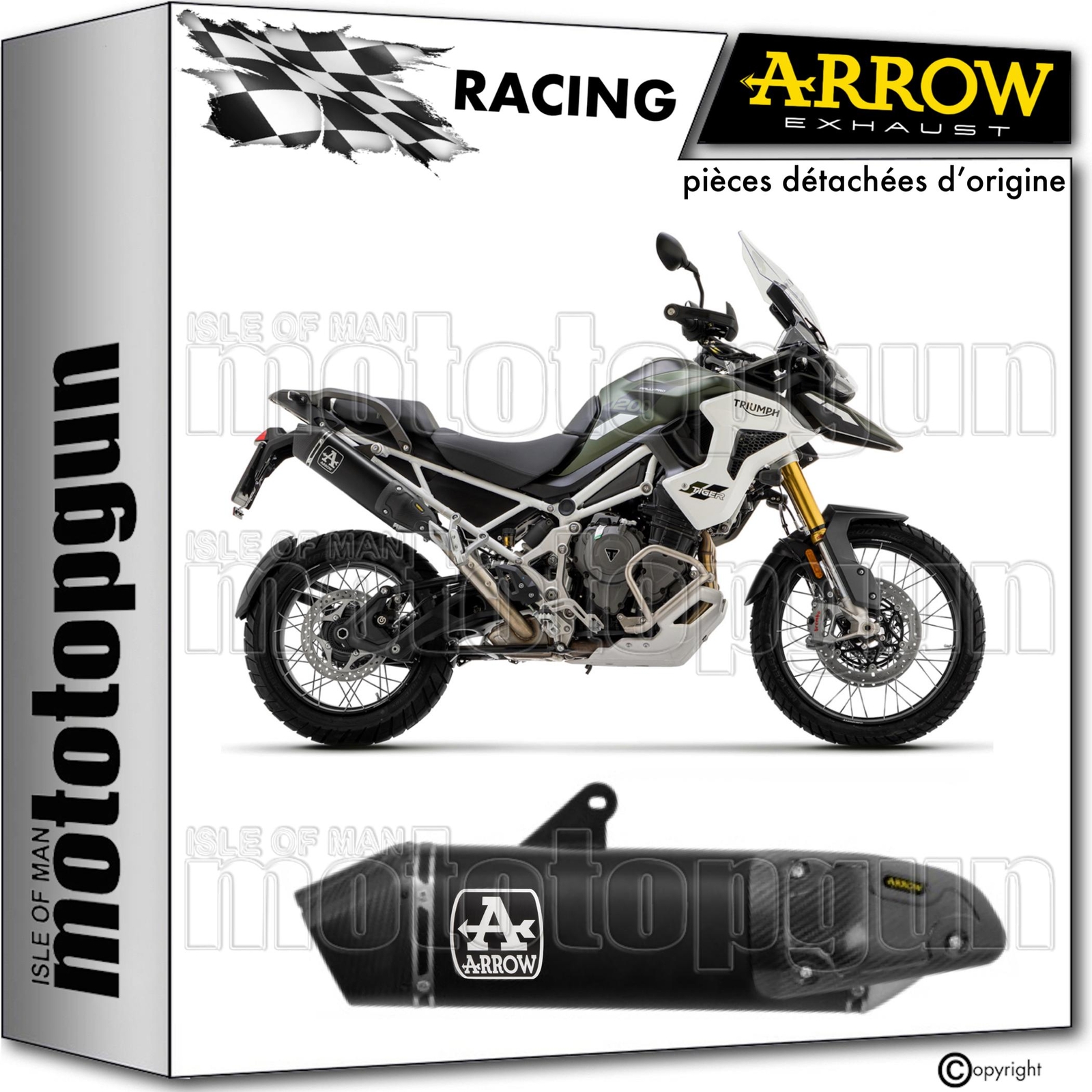 Échappement racing Arrow Veloce noir avec heatshield pour Triumph Tiger 1200 2023
