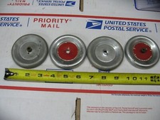 VINTAGE ERECTOR TOY WHEELS 4 1959 2 RED CENTERS AND 2 PLAIN CENTERS