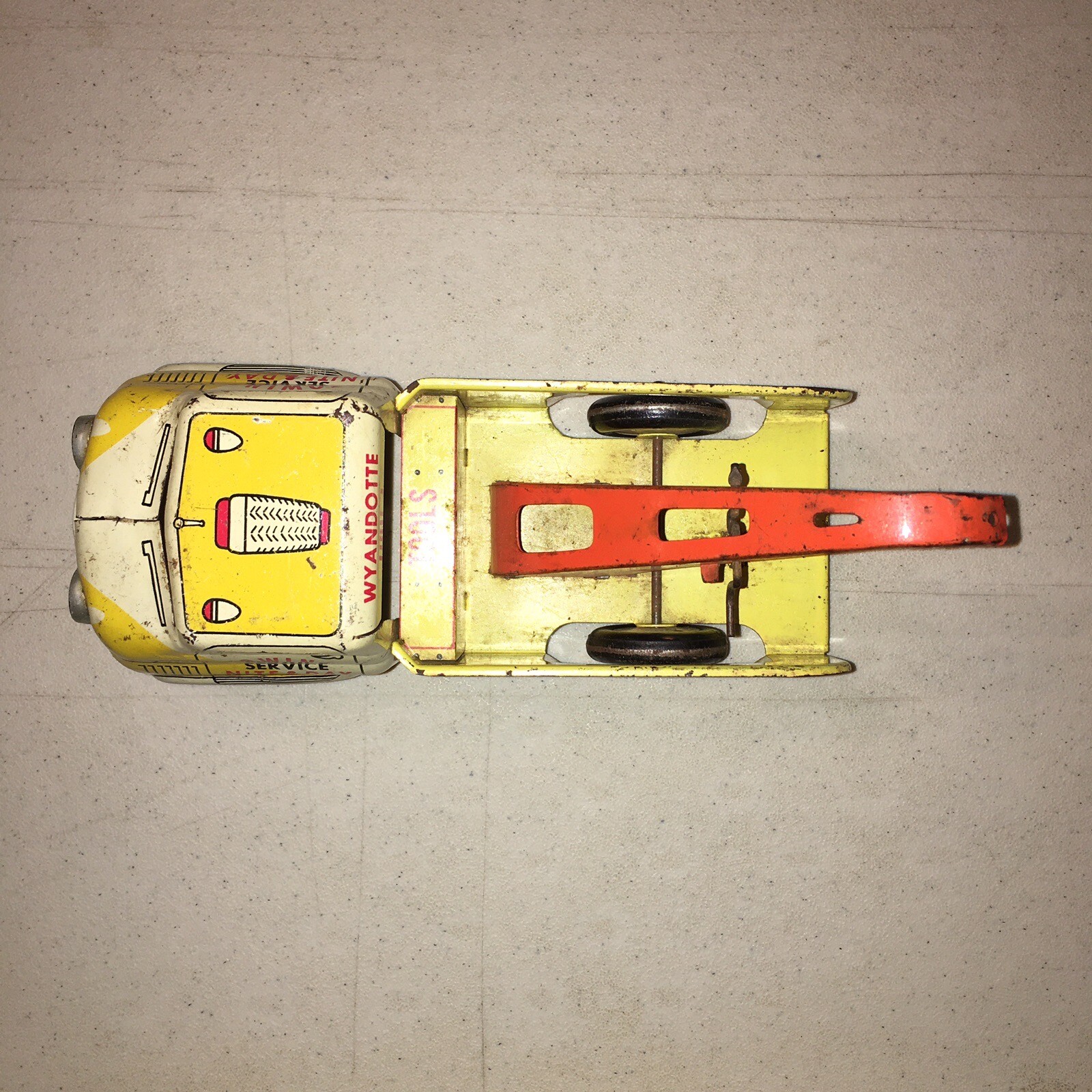 1940s Wyandotte Toy Pressed Steel Litho Tow Truck Wrecker 10" Long Metal Wheels eBay