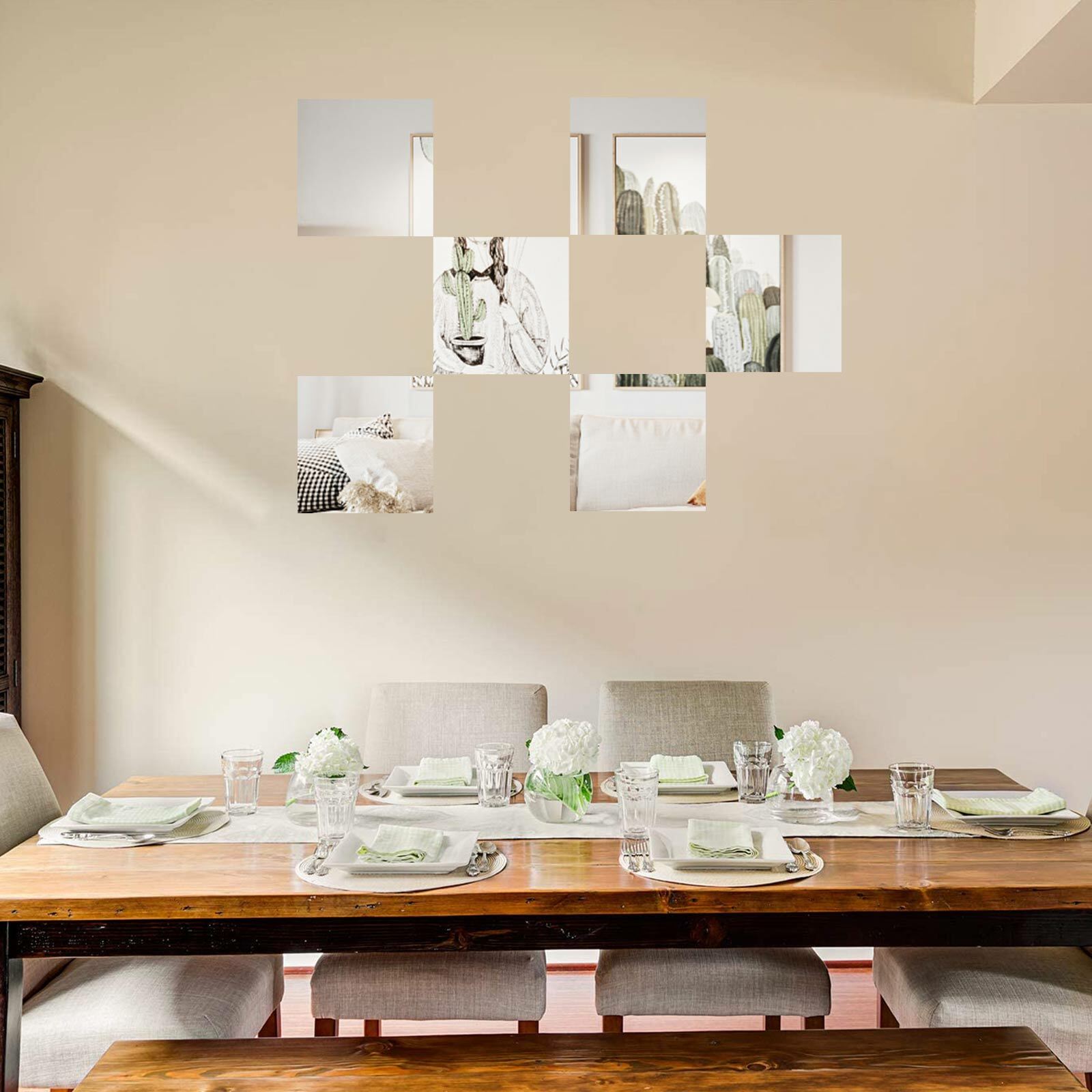 glass material 6x Mirror Wall pasting Square Self Adhesive Mirror for