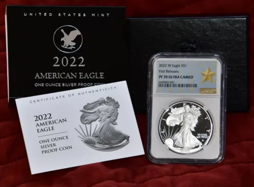 2022 W AMERICAN SILVER EAGLE NGC PF70 UC FR West Point GOLD STAR Label COA/Box