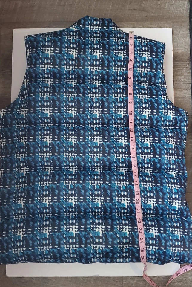 Chaleco acolchado Oscar de la Renta otoño 2012 azul blanco a cuadros plumón de ganso Italia talla 14 Foto 4 de 4