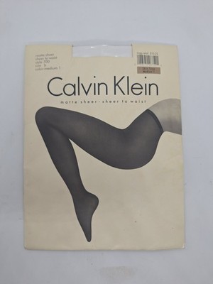 Vtg 90s Calvin Klein Matte Sheer To Waist Pantyhose Skin Tone Style 700 Size B