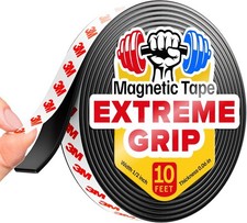 Super Sticky Magnetic Tape 10 feet x 1/2 inch - Stong Magnet Strip with Adhesi