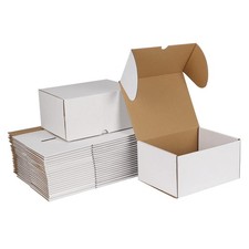 8x6x4 White Shipping Boxes Set of 25, Corrugated Cardboard Mailer Boxes for P...