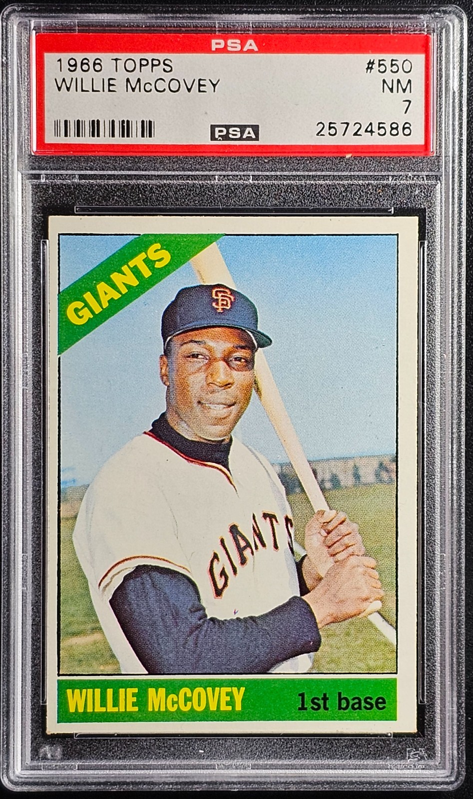 1966 TOPPS #550 WILLIE McCOVEY, PSA GRADED 7 NM, CERT #25724586