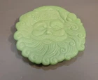 Cracker Barrel Jadeite Jade Glass Santa Claus Plate Serving Platter Vintage