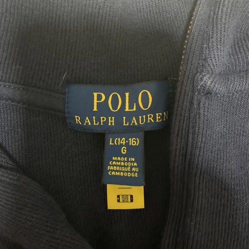 Polo Ralph Lauren Sweater Youth Large Navy Blue Fleece USA 1/4 Zip Pullover Logo - Picture 3 of 5