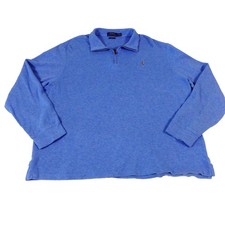 Polo Ralph Lauren Quarter Zip Jumper Blue Estate Rib Sweatshirt Sweater Men's XL