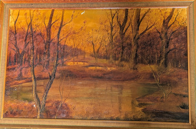 Vintage Original Ölgemälde auf Karton signiert von John Taylor Autumn Tranquility