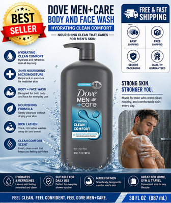 Dove Men+Care Body and Face Wash Hydrating Clean Comfort Nourishing Body Wash