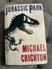 Jurassic Park, 1990 Michael Crichton Hardcover Knopf Original Dust Jacket GOOD