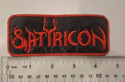 Satyricon Band Logo Red Border Embroidered Patch