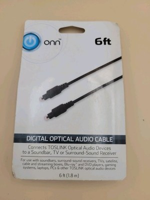ONN Pro Toslink Optical Digital Audio Cable - 6'', Black New Unopened Package