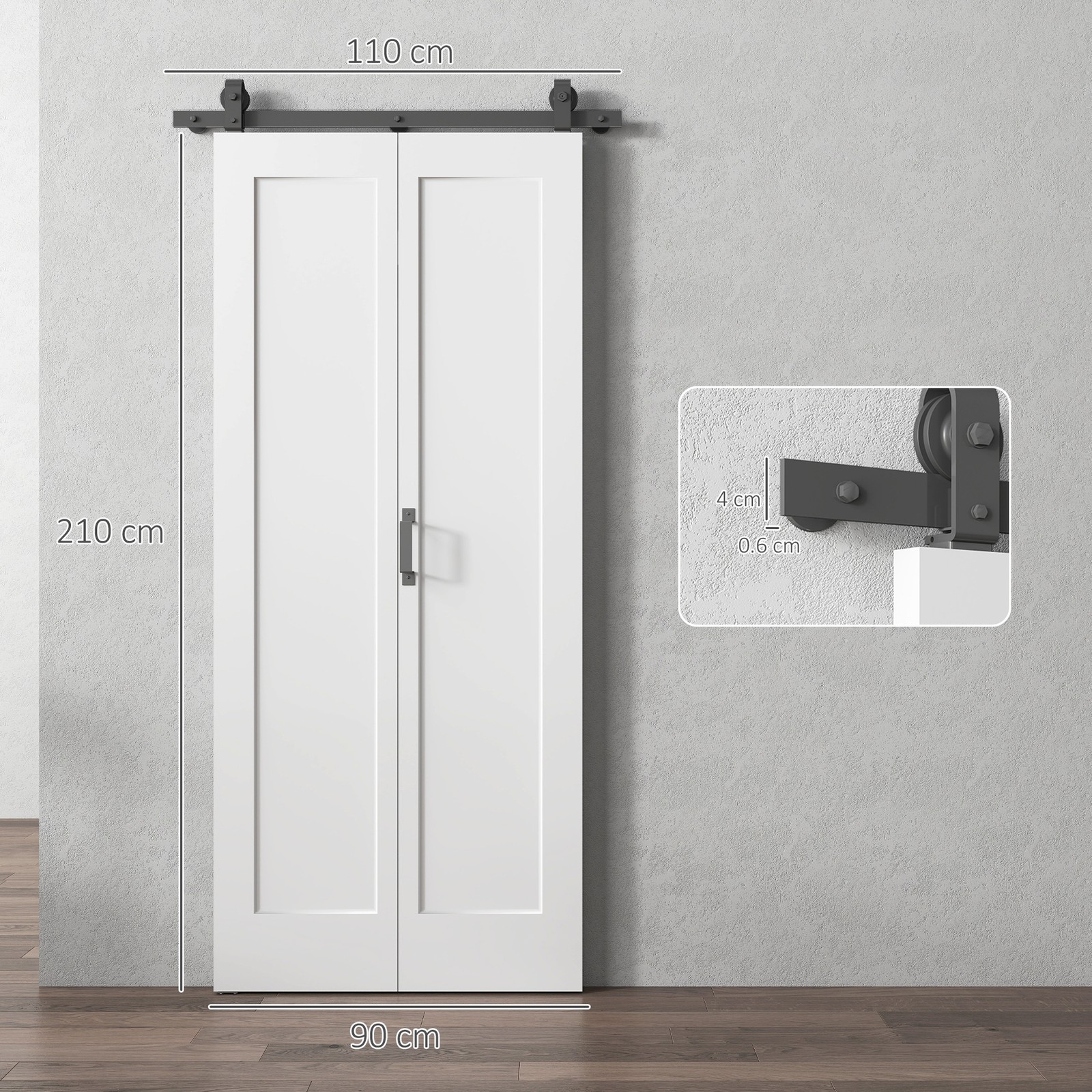 HOMCOM Porta a Libro Pieghevole con Superficie Verniciabile 90x210 cm Bianco foto 4