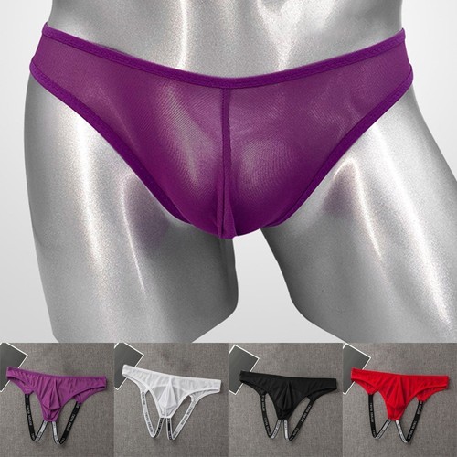 Mens Jock Strap Mesh Breathable Underwear Backless Pouch Jockstrap Briefs Thong - Picture 7 of 29
