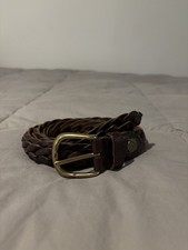Vintage 90s Y2K FOSSIL Braided Leather BeltDark Brown: Size 36